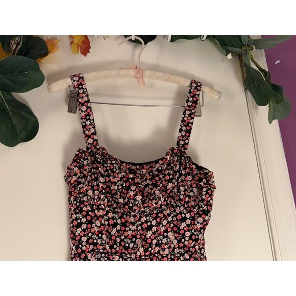 Row A Floral Multicolored/Mini dress M smock stretch back - Picture 2 of 15